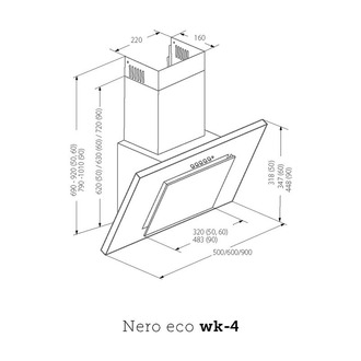 Вытяжка AKPO WK-4 Nero eco 90 нержавейка, серое стекло